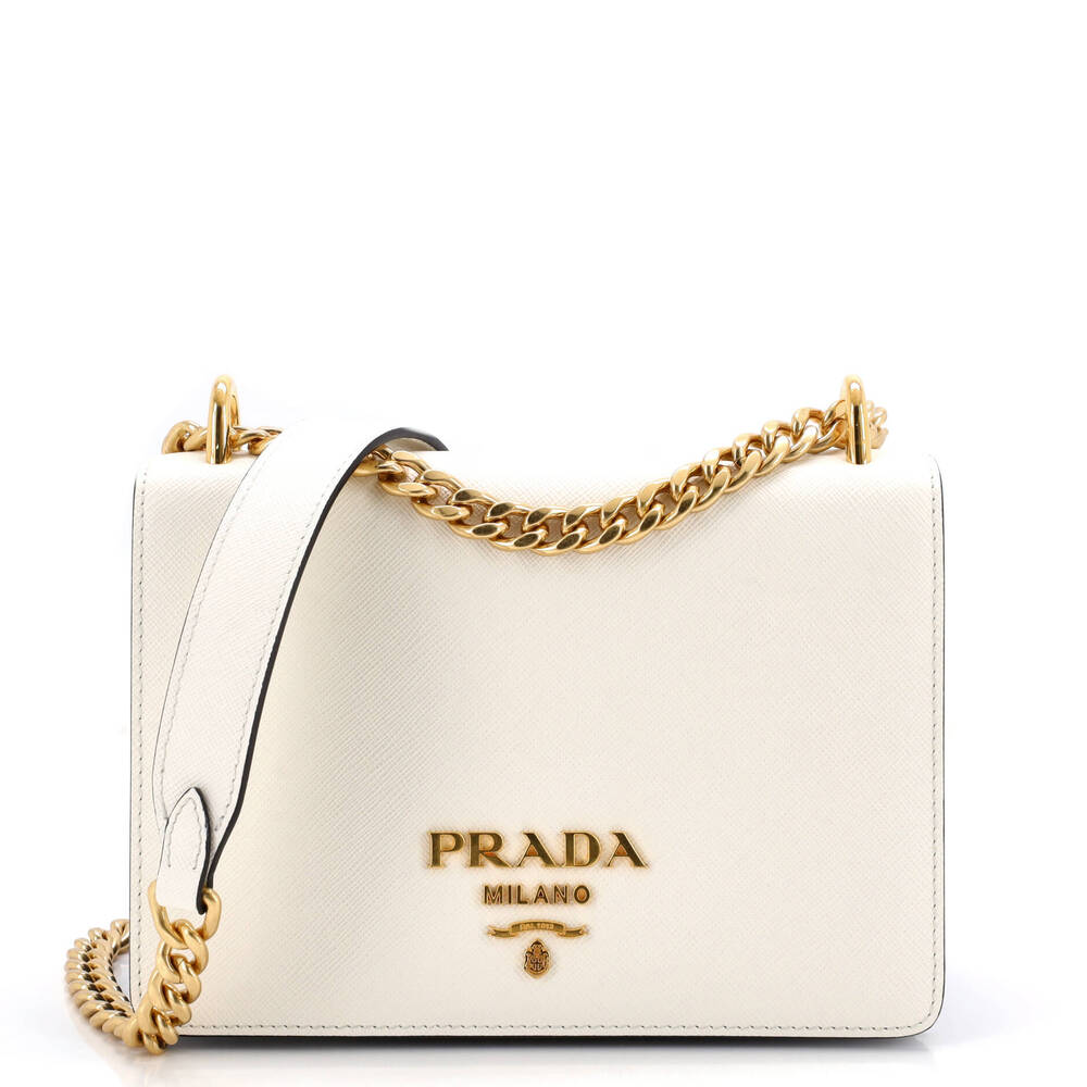 Prada Small Chain Flap Bag Saffiano Leather